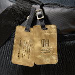 Elegant Monogrammed Gold Liquid Ink Texture Luggage Tag<br><div class="desc">Personalized Elegant Monogrammed Silver Grey Liquid Ink Texture Luggage Tag.</div>
