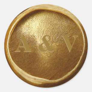 Elegant Monogrammed Gold Wax Seal Wedding Stickers