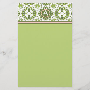Elegant Monogrammed Green Celtic Stationery