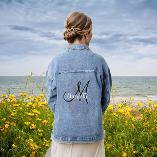 Elegant Monogrammed Handwriting Initials Modern Denim Jacket