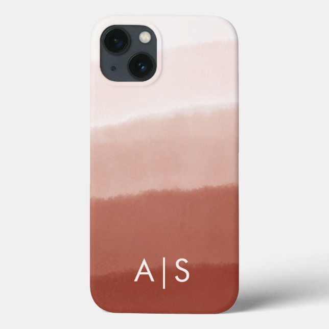 Elegant Monogrammed Initials Copper Rust Ombre Case-Mate iPhone Case (Back)