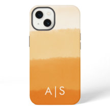 Elegant Monogrammed Initials Pumpkin Orange Ombre
