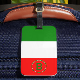 Elegant Monogrammed Italian Flag Luggage Tag