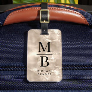 Elegant Monogrammed Ivory Pearl Texture  Luggage Tag