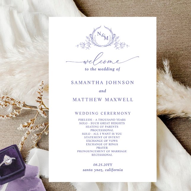 Elegant  Monogrammed Lavender Wedding Program (Creator Uploaded)