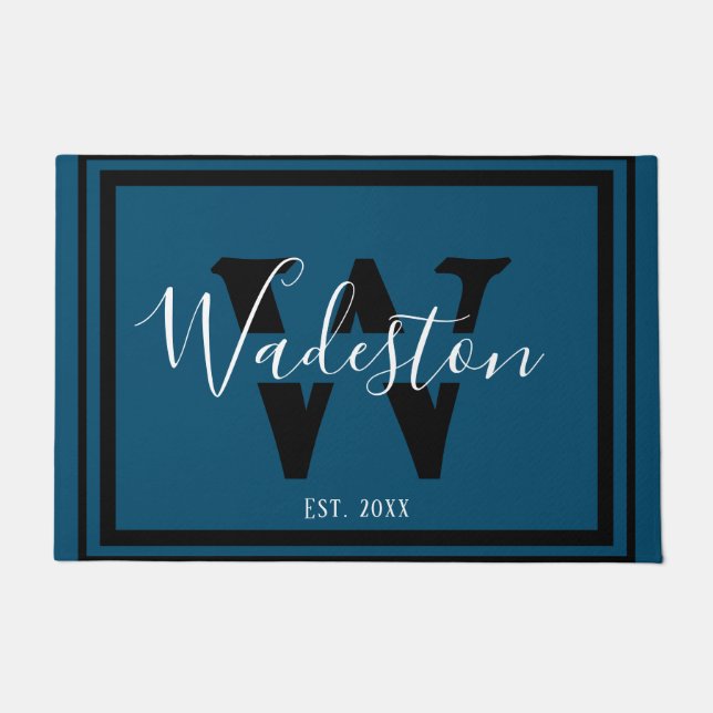 Elegant Monogrammed Letter and Name  Doormat (Front)