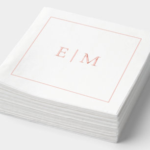 Elegant Monogrammed Minimal Wedding Rose Gold Foil Napkins