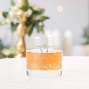 Elegant Monogrammed Name Personalized Whiskey Glass