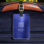 Elegant Monogrammed Navy Blue Metal
