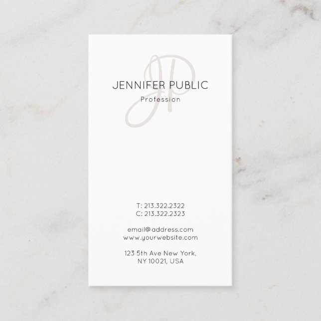 Elegant Monogrammed Personalized Modern Design Business Card (Front)