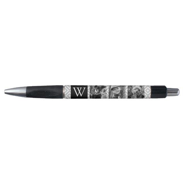 Elegant Monogrammed Photo Collage Pen (Front)