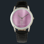 Elegant Monogrammed Pink Brushed Metallic Watch<br><div class="desc">Personalized Elegant Monogrammed Pink Brushed Metallic Watch.</div>