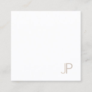 Elegant Monogrammed Plain Modern Trendy Luxe Square Business Card