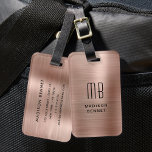 Elegant Monogrammed Rose Gold Brushed Metallic Luggage Tag<br><div class="desc">Elegant Monogrammed Rose Gold Brushed Metallic Luggage Tag.</div>