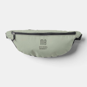 Elegant Monogrammed Sage Green Fanny Pack