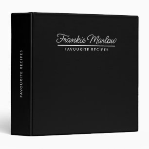 Elegant Monogrammed Script Name Recipe Black Binder