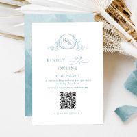 Elegant Monogrammed Sea Glass RSVP Online QR Code 