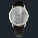 Elegant Monogrammed Silver Grey Brushed Metallic Watch<br><div class="desc">Personalized Elegant Monogrammed Silver Grey Brushed Metallic Watch.</div>