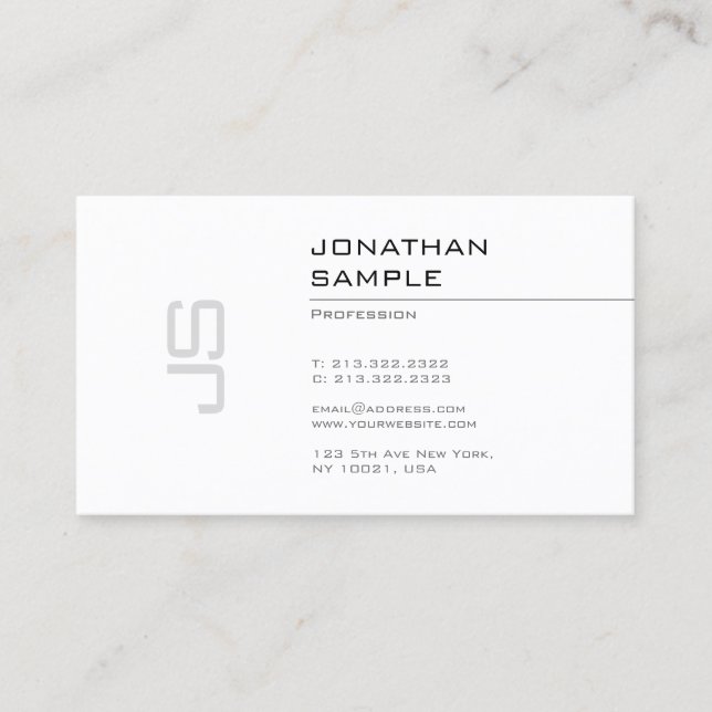 Elegant Monogrammed Simple Design Modern Trendy Business Card (Front)