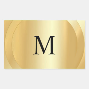 Elegant Monogrammed Template Custom Faux Gold Sticker