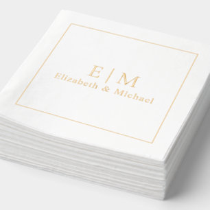 Elegant Monogrammed Typography Simple Wedding Gold Foil Napkins