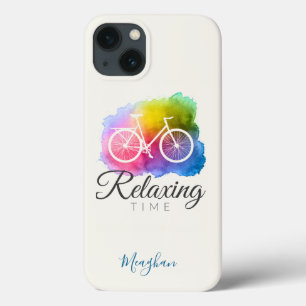 Elegant Monogrammed Watercolor Bicycle iPhone 13 Case