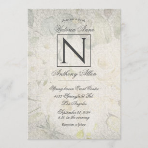 Elegant Monogrm Floral Watercolor Rustic Wedding I Invitation
