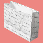 Elegant Monotone Black White Merry Christmas  Large Gift Bag<br><div class="desc">You may change the colour by choosing the customize option and then change the background colour.

Contact me at colorflowcreations@gmail.com if you with to have this design on another product.  

  See more of my creations or follow me at www.facebook.com/colorflowcreations,  www.instagram.com/colorflowcreations,  www.twitter.com/colorflowart,  and www.pinterest.com/colorflowcreations.</div>