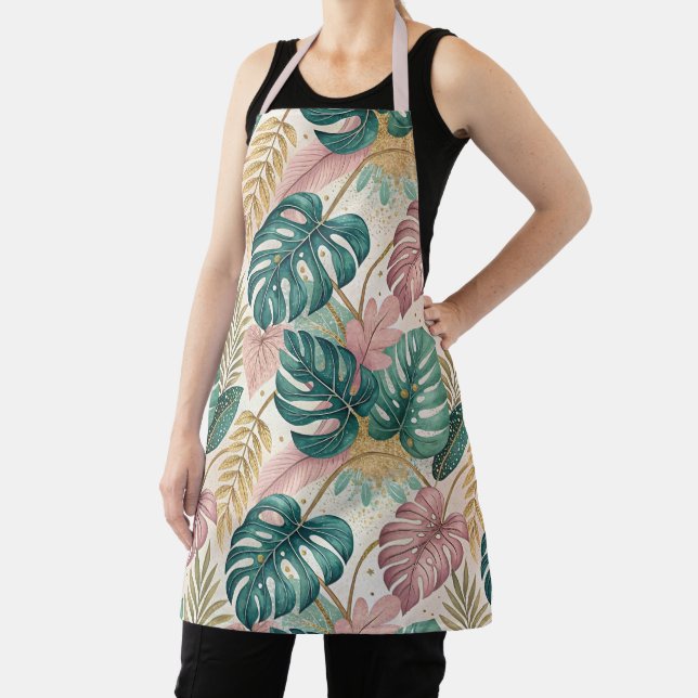Elegant Monsteras Gold Apron (Insitu)