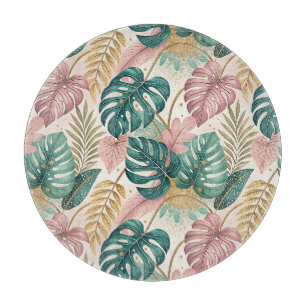 Elegant Monsteras Gold Cutting Board