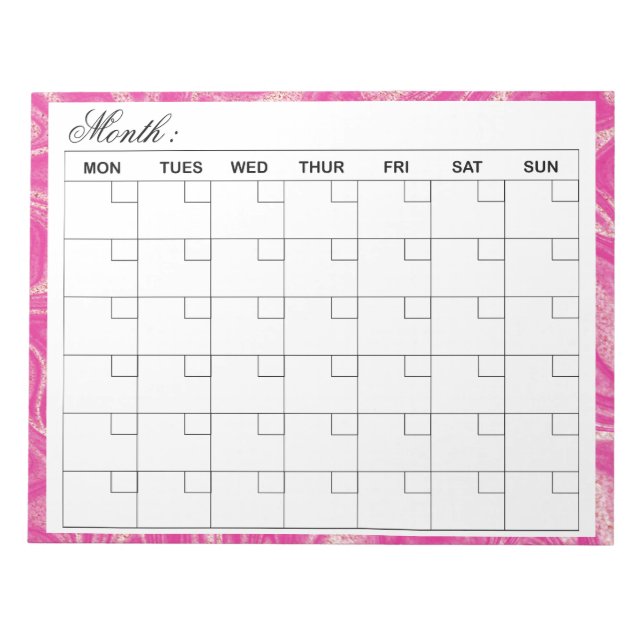  Elegant Monthly Calendar Planner  Notepad (Front)