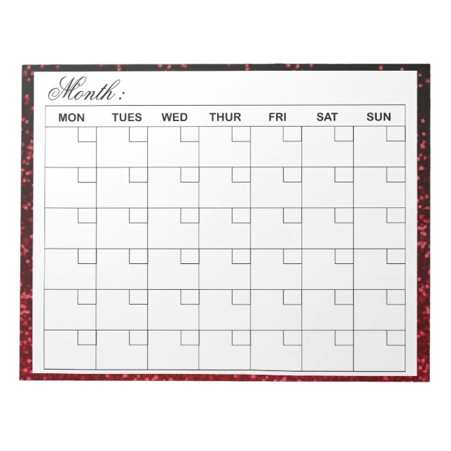  Elegant Monthly Calendar Planner  Notepad (Front)