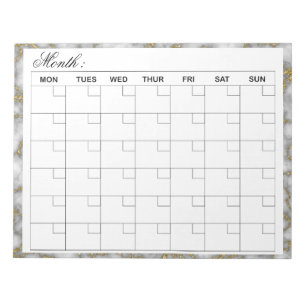  Elegant Monthly Calendar Planner  Notepad