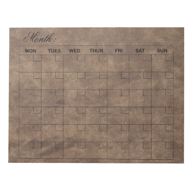 Elegant Monthly Calendar Planner  Notepad (Front)