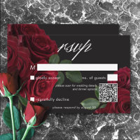 Elegant Moody Blood Red Roses Floral QR Code