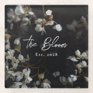 Elegant Moody Dark Floral Glass Coaster