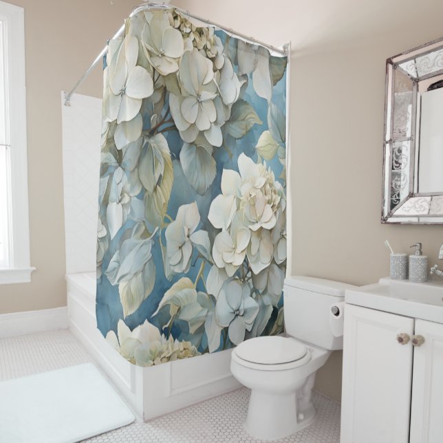 Elegant moody dusty blue watercolor florals (In Situ)