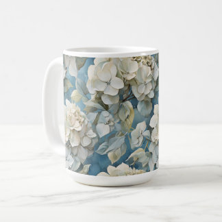 Elegant moody dusty blue watercolor florals coffee mug