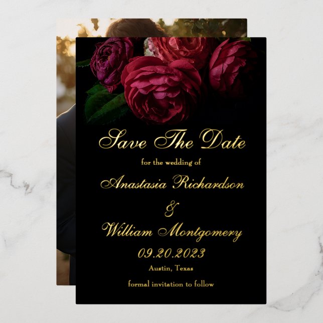 Elegant Moody Floral Wedding Save The Date Photo (Front/Back)