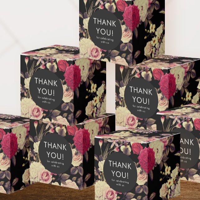 Elegant Moody Floral Wedding Thank You Favor Box (Set of beautiful floral favor boxes to thank wedding guests.)