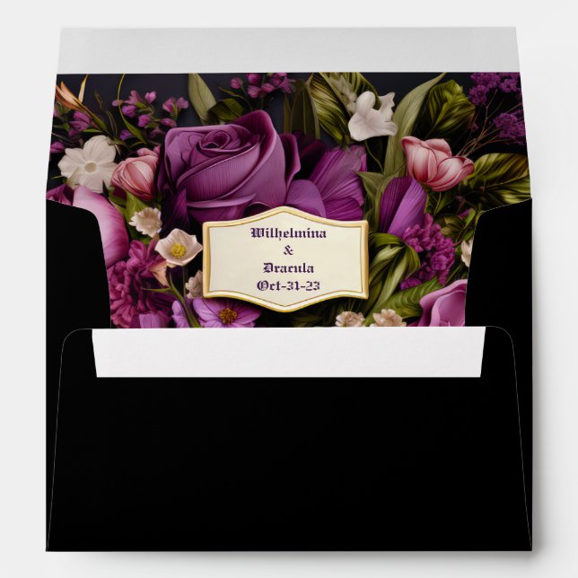 Elegant Moody Gothic Purple & Black RSVP Envelope (Back (Bottom))
