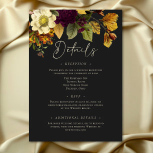 Elegant Moody Jewel Vintage Floral Wedding Enclosure Card