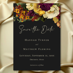 Elegant Moody Jewel Vintage Floral Wedding Save The Date