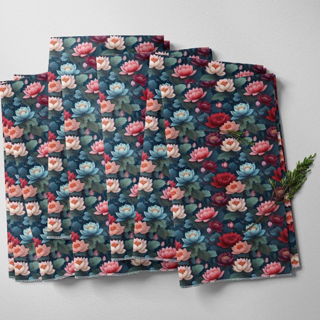 Elegant Moody Modern Lotus Flower Pattern Fabric (Elegant Moody Modern Lotus Flower Pattern Fabric )