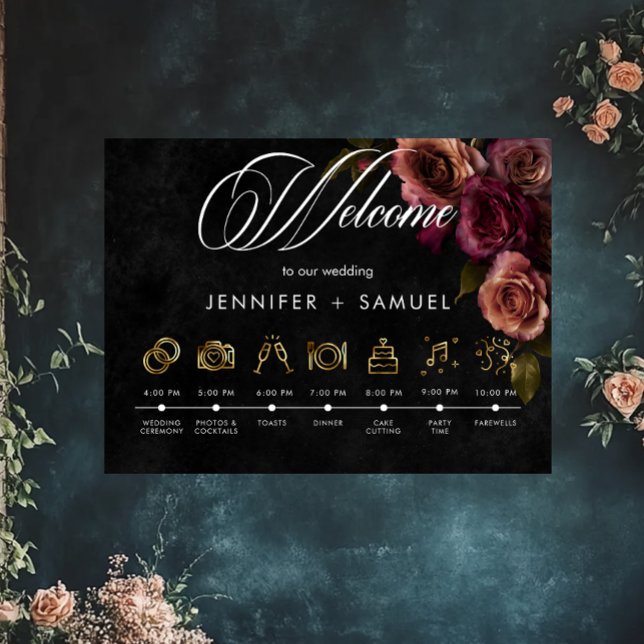 Elegant Moody Muted Rust Burgundy Order of Events  Poster (Creator Uploaded)