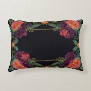 Elegant moody peachy pink boho floral accent pillow