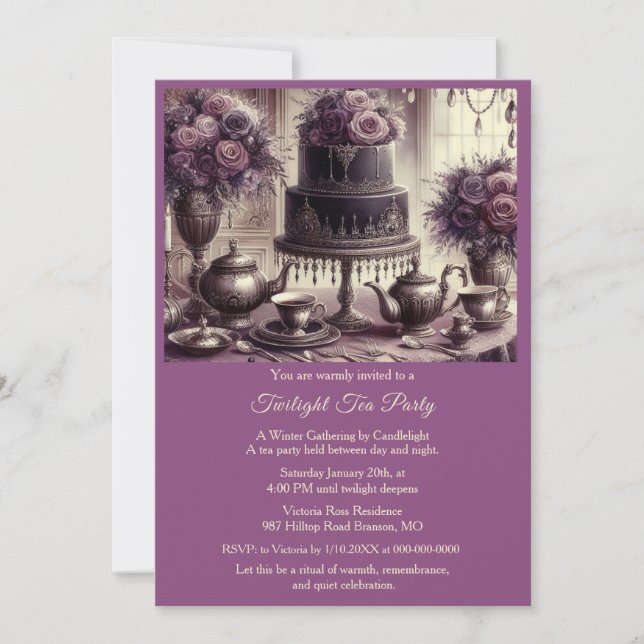 Elegant Moody Tea Party Invitation (Devant)