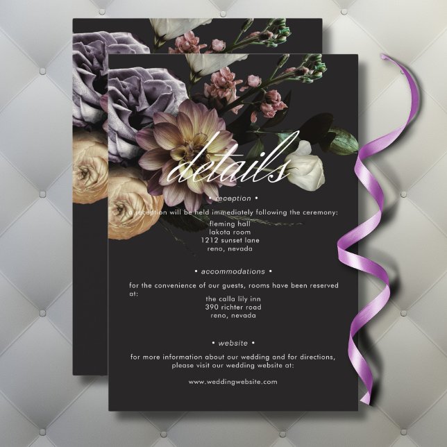 Elegant Moody Twilight Muted Floral Details Enclosure Card (Elegant Moody Twilight Muted Floral Details Enclosure Card)