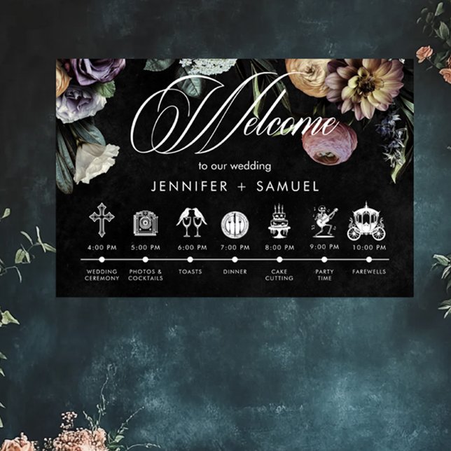 Elegant Moody Twilight Muted Floral Order Events Poster (Elegant Moody Twilight Muted Floral Order Events Poster)