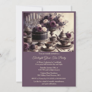 Elegant Moody Twilight Winter Tea Party Invitation